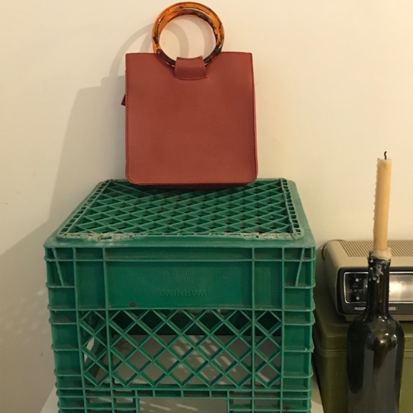 Chloe style vegan leather purse handbag vintage with lucite handles - Picture 7 of 7